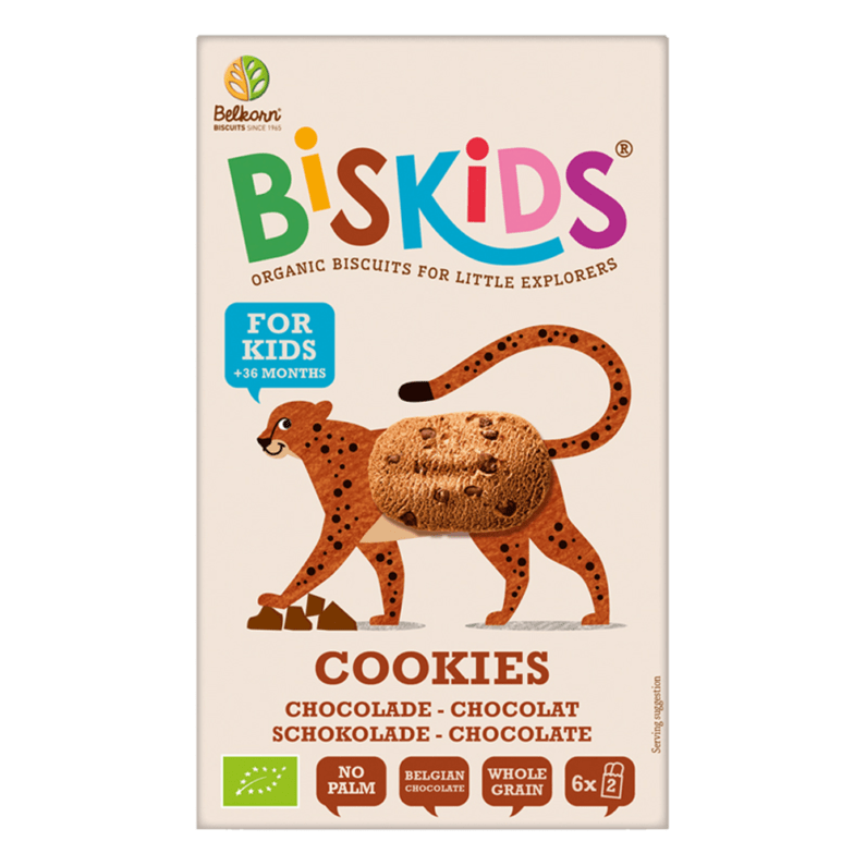 Biskids BIO dětské celozrnné sušenky s belgickou čokoládou 120 g
