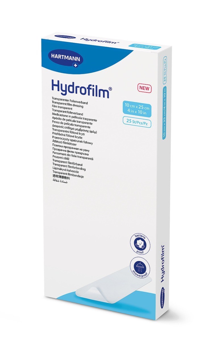 Hartmann Hydrofilm 10 cm x 25 cm náplast fixační 25 ks